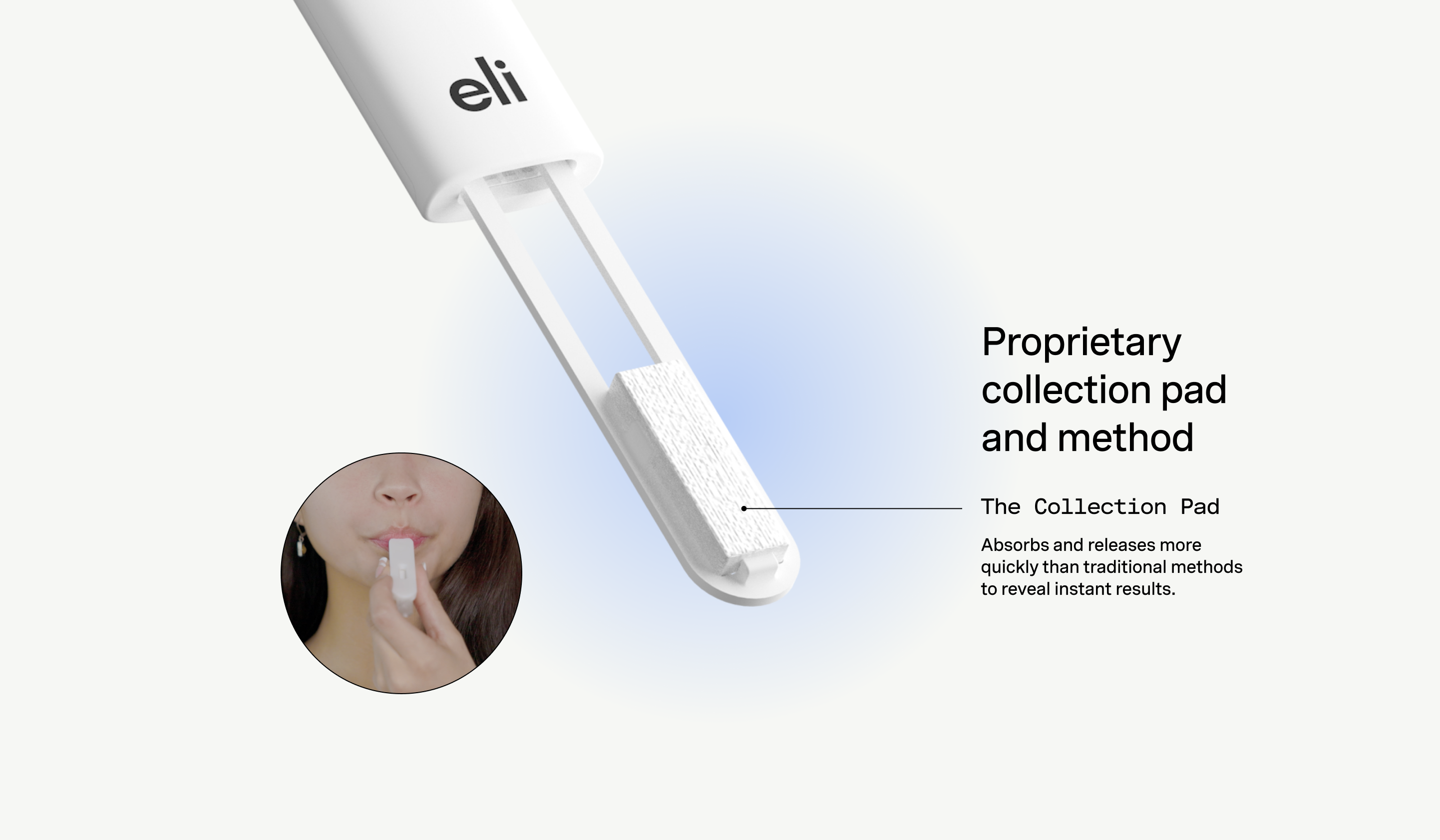 The Collection Pad absorbs and releases more quickly than traditional methods to reveal instant results.