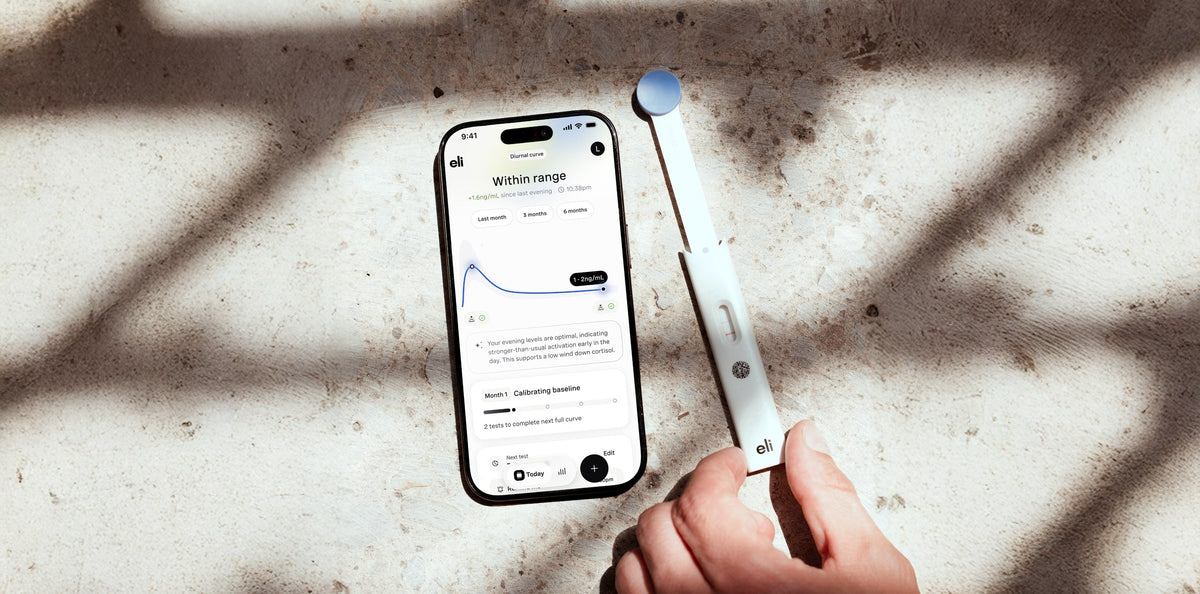 Eli app results screen next to a Hormometer test