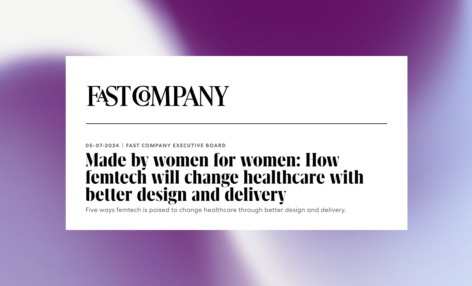 How femtech is changing healthcare with deep focus