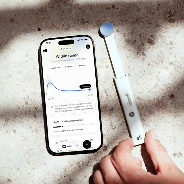 Eli app results screen next to a Hormometer test